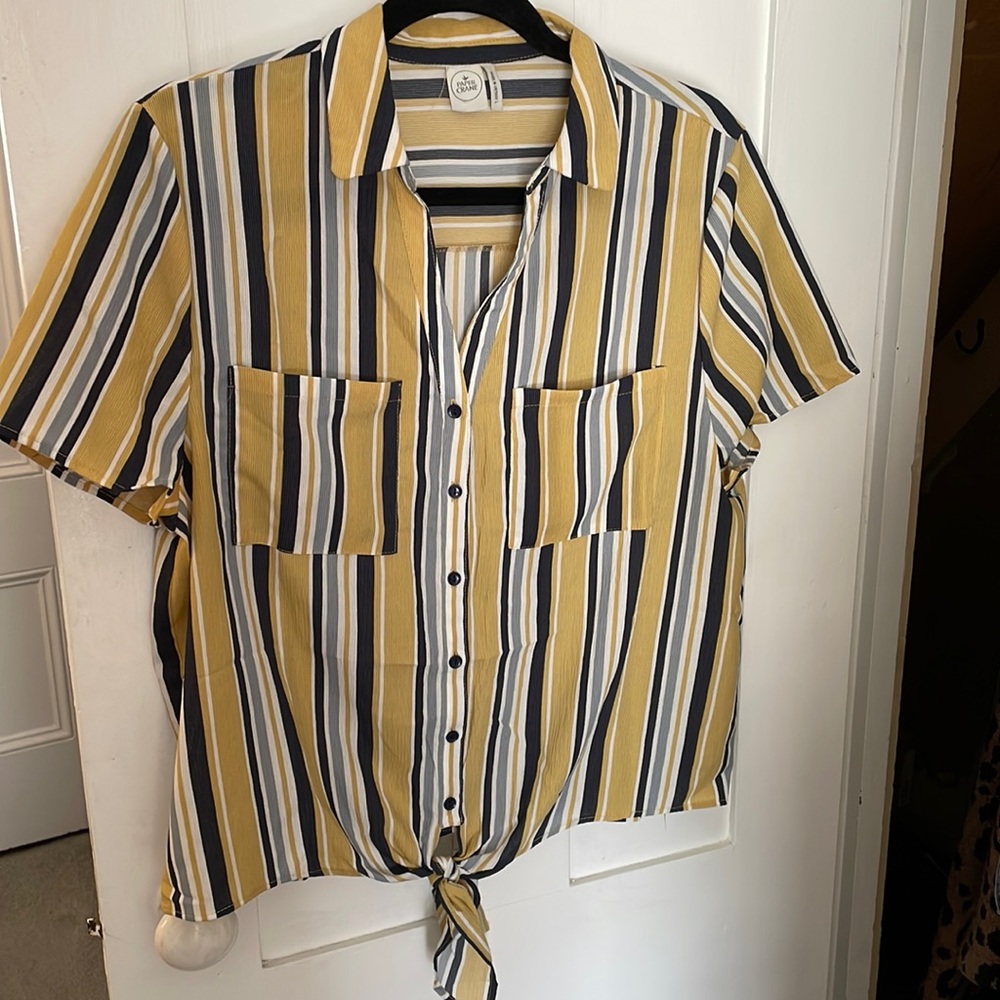 Striped blouse with tie front